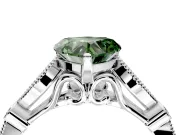Solitaire Engagement Ring Setting for Fancy Green Heart-Shaped Center with Marquise and Bezel Accents and Prong Head in White Gold