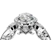 Milgrain Halo Engagement Ring Setting for Marquise Center with Shoulder Bezels and Prong Head in Sterling Silver