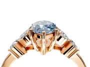 Floral Engagement Ring Setting for Fancy Blue Marquise Center with Marquise Cluster Shoulders and Prong Head in Rose Gold