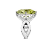 Solitaire Engagement Ring Setting for Fancy Yellow Oval Center with Accented Twist Band and Leaf Prong Head in Platinum