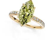 Solitaire Engagement Ring Setting for Fancy Yellow Marquise Center with Fine Pave Band and Prong Head in Yellow Gold