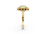 Cluster Halo Engagement Ring Setting for Fancy Yellow Asscher Cut Center with Milgrain Bezel Accents and Prong Head in Yellow Gold