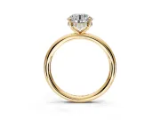 Hidden Halo Engagement Ring Setting for Round Cut Center with Thin Rounded Band and Prong Head in Yellow Gold