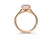 Solitaire Engagement Ring Setting for Fancy Pink Asscher Cut Center with Cathedral Band and Prong Head in Rose Gold