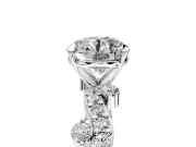 Solitaire Engagement Ring Setting for Round Cut Center with Bar-Station Pave Twist and Prong Head in Platinum