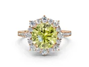 Halo Engagement Ring Setting for Fancy Yellow Round Cut Center with Single-Row Pave, Open Basket and Prong Head in Rose Gold