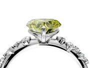 Cluster Engagement Ring Setting for Fancy Yellow Heart-Shaped Center with Round Cut Accent Band and Prong Head in White Gold