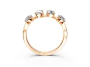 Elongated Cushion Cut Lab-Grown Diamond 4 Stone Wedding Band with Leaf Prongs in Rose Gold