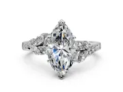Solitaire Engagement Ring Setting for Marquise Center with Marquise Accent Twist Band and Prong Head in Sterling Silver