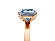 Solitaire Engagement Ring Setting for Fancy Blue Princess Cut Center with Thin Rounded Plain Band and Prong Head in Rose Gold