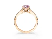 Solitaire Engagement Ring Setting for Fancy Pink Pear-Shaped Center with Pave Split Shank and Prong Head in Rose Gold