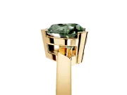Solitaire Engagement Ring Setting for Fancy Green Heart-Shaped Center with Plain Band and Flat Tab Prong Head in Yellow Gold