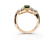 Cluster Engagement Ring Setting for Fancy Green Emerald Cut Center with Round Cut Accent Frame and Prong Head in Rose Gold