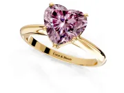 Solitaire Engagement Ring Setting for Fancy Pink Heart-Shaped Center with Knife Ridge Band and Claw Prong Head in Yellow Gold