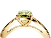 Solitaire Engagement Ring Setting for Fancy Yellow Emerald Cut Center with Flat-Sided Plain Band and Prong Head in Yellow Gold