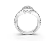Halo Engagement Ring Setting for Radiant Cut Center with Wide-Open Pave Split Shank and Prong Head in Platinum