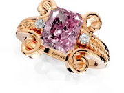 Solitaire Engagement Ring Setting for Fancy Pink Radiant Cut Center with Twisted Band and Scroll Prong Head in Rose Gold