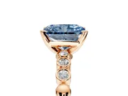 Solitaire Engagement Ring Setting for Fancy Blue Radiant Cut Center with Bezel-Dot Beaded Band and Prong Head in Rose Gold