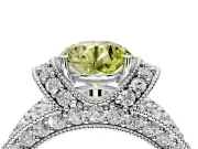 Pave Engagement Ring Setting for Fancy Yellow Round Cut Center with Curved Accent Rows, Openwork and Prong Head in Sterling Silver
