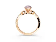 Leaf Motif Engagement Ring Setting for Fancy Pink Marquise Center with Pave Band and Prong Head in Rose Gold