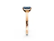 Solitaire Engagement Ring Setting for Fancy Blue Emerald Cut Center with Basket Rail and Prong Head in Rose Gold