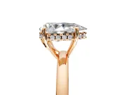 Solitaire Engagement Ring Setting for Pear-Shaped Center with Fine Wire Band and Prong Head in Rose Gold