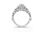 Solitaire Engagement Ring Setting for Oval Center with Filigree Band and Prong Head in Sterling Silver