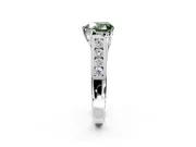 Solitaire Engagement Ring Setting for Fancy Green Heart-Shaped Center with Cathedral Channel Band and Prong Head in White Gold