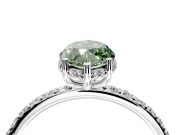 Hidden Halo Engagement Ring Setting for Fancy Green Marquise Center with Pave Band and Prong Head in Sterling Silver