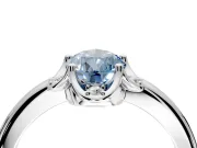 Floral Frame Engagement Ring Setting for Fancy Blue Pear-Shaped Center with Accent Clusters and Prong Head in Platinum