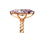 Solitaire Engagement Ring Setting for Fancy Pink Marquise Center with Plain Twisted Rope Band and Prong Head in Rose Gold
