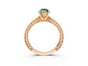 Solitaire Engagement Ring Setting for Fancy Green Marquise Center with Engraved Milgrain Band and Prong Head in Rose Gold