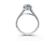 Solitaire Engagement Ring Setting for Fancy Blue Oval Center with Accented Split Shank and Prong Head in Platinum