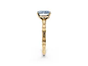 Solitaire Engagement Ring Setting for Fancy Blue Radiant Cut Center with Bamboo Band and Prong Head in Yellow Gold