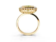 Halo Engagement Ring Setting for Fancy Yellow Princess Cut Center with Milgrain Bezel Rim, Plain Band and Prong Head in Yellow Gold