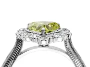 Milgrain Halo Engagement Ring Setting for Fancy Yellow Heart-Shaped Center with Bezel Point Accents and Prong Head in White Gold