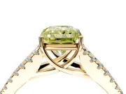 Solitaire Engagement Ring Setting for Fancy Yellow Radiant Cut Center with Pave Split Shank and Prong Head in Yellow Gold