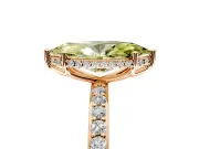 Hidden Halo Engagement Ring Setting for Fancy Yellow Marquise Center with Pave Band and Prong Head in Rose Gold
