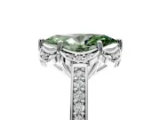 Floral Engagement Ring Setting for Fancy Green Marquise Center with Four Accent Clusters and Prong Head in Platinum
