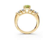 5 Stone Engagement Ring Setting for Fancy Yellow Oval Center with Graduated Accents and Prong Head in Yellow Gold
