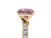 Open Basket Engagement Ring Setting for Fancy Pink Radiant Cut Center with Pave Band and Prong Head in Yellow Gold