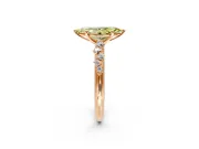Cluster Engagement Ring Setting for Fancy Yellow Marquise Center with Round Cut Accent Band and Prong Head in Rose Gold