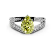 Split Shank Engagement Ring Setting for Fancy Yellow Pear-Shaped Center with Pave Split Shank and Prong Head in Platinum