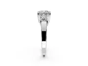 3 Stone Engagement Ring Setting for Cushion Cut Center with Matching Side Accents and Prong Head in Platinum