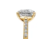 Solitaire Engagement Ring Setting for Radiant Cut Center with Channel Accents and Prong Head in Yellow Gold