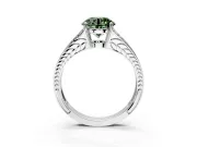 Split Shank Engagement Ring Setting for Fancy Green Round Cut Center with Pave Split Shank and Prong Head in White Gold