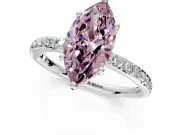 Solitaire Engagement Ring Setting for Fancy Pink Marquise Center with Fine Pave Band and Prong Head in Platinum