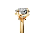 Minimalist Solitaire Engagement Ring Setting for Heart-Shaped Center with Thin Band and Prong Head in Yellow Gold