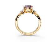 Solitaire Engagement Ring Setting for Fancy Pink Heart-Shaped Center with Grooved Bar Accent Band and Prong Head in Yellow Gold
