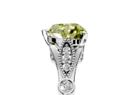 Solitaire Engagement Ring Setting for Fancy Yellow Heart-Shaped Center with Marquise and Bezel Accents and Prong Head in Sterling Silver